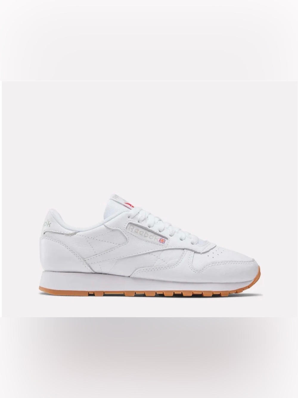 Reebok White Leather Low-Top Sneaker with Gum Outsole